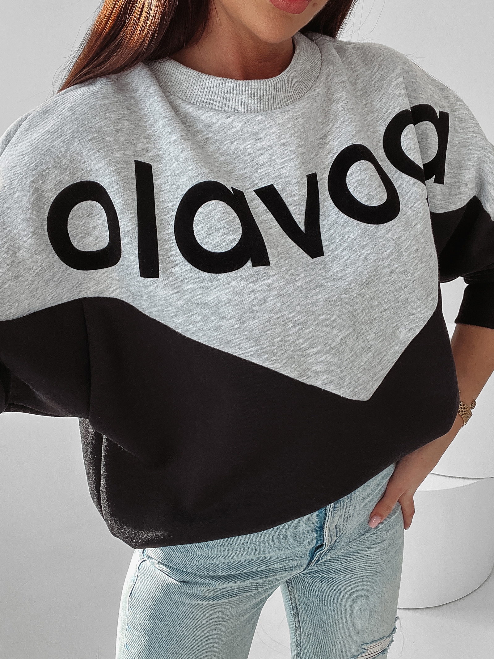 Bluza bawełniana Margo Ola Voga szary-czarny