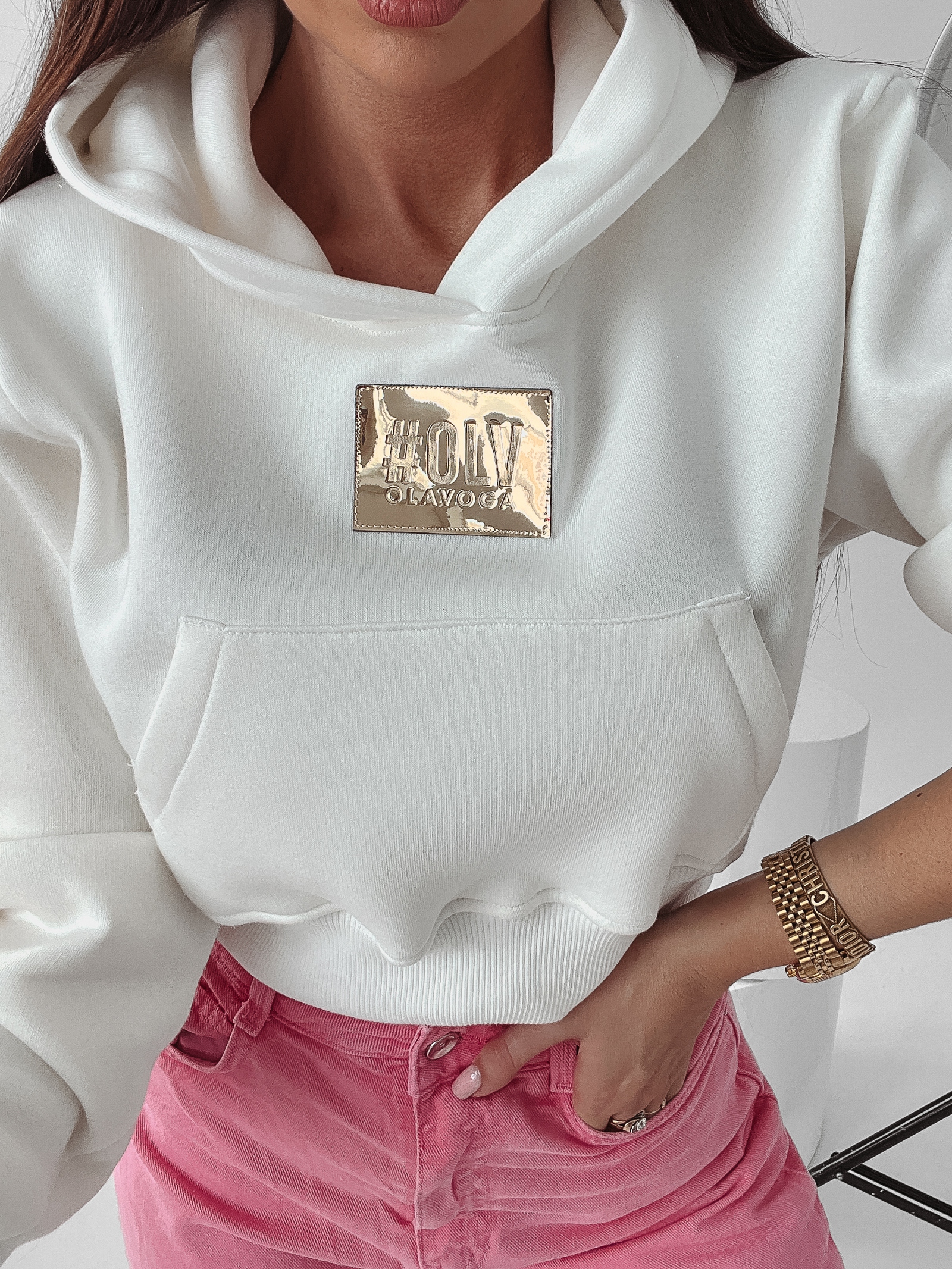 Bluza z kapturem Goldie Ola Voga ecru