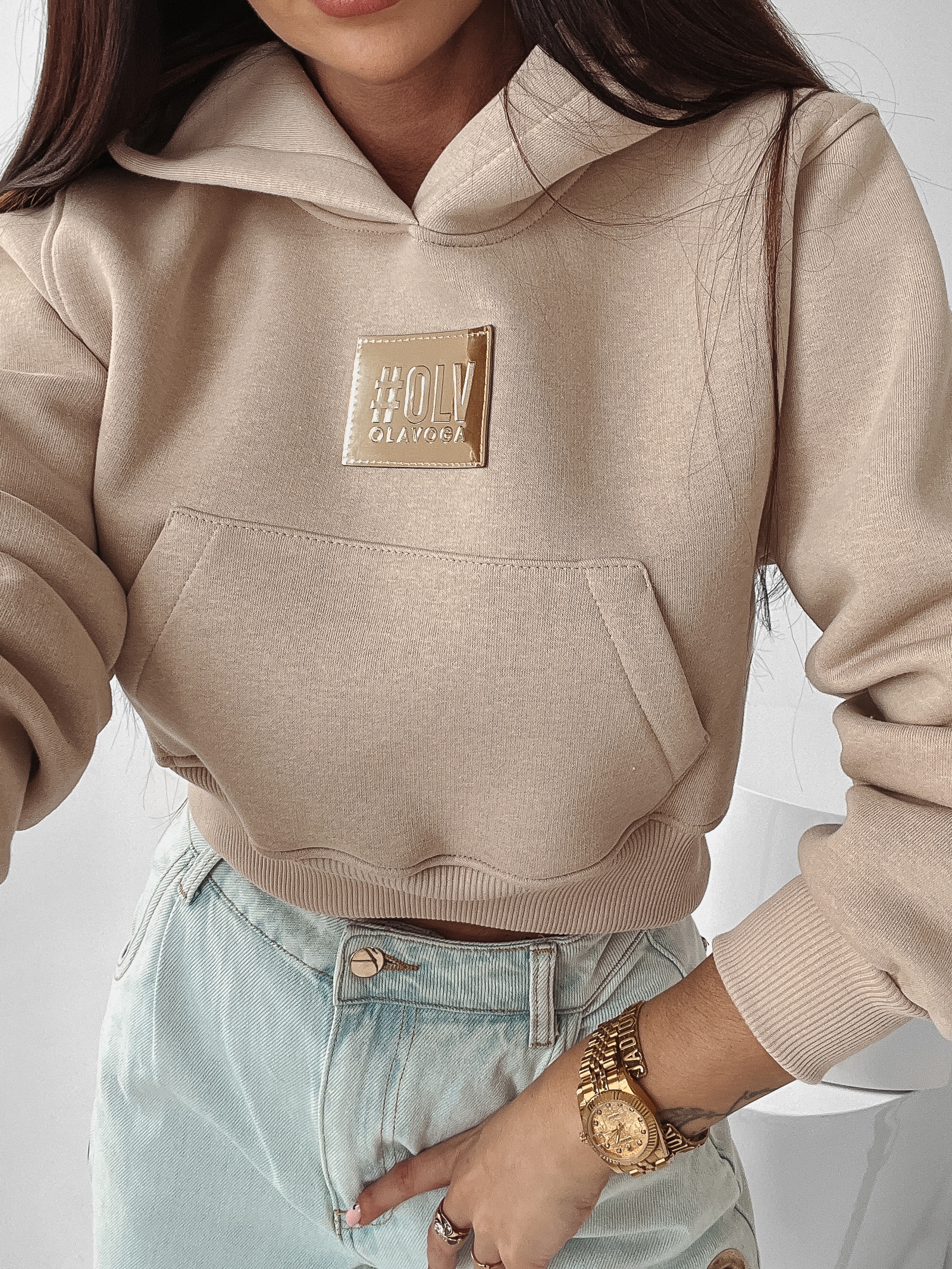 Bluza z kapturem Goldie Ola Voga beżowa