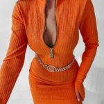 Sukienka prążkowana Clementine Ola Voga mango pomarańcz