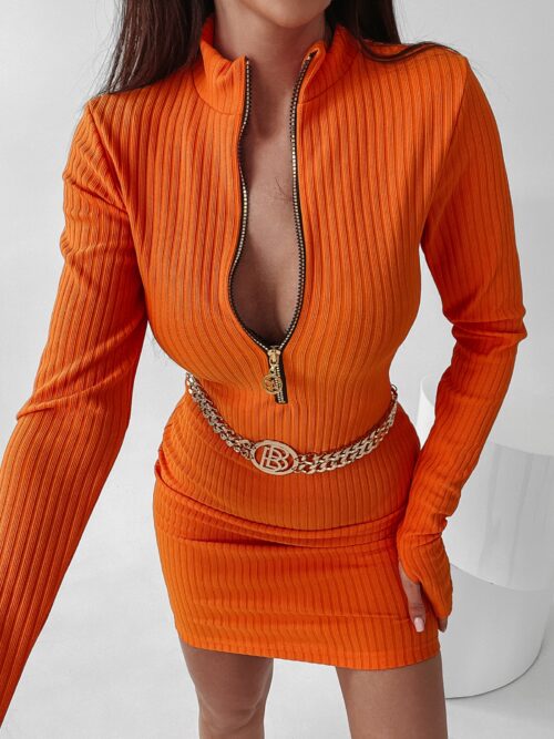 Sukienka prążkowana Clementine Ola Voga mango pomarańcz