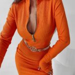 Sukienka prążkowana Clementine Ola Voga mango pomarańcz