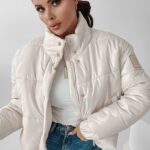 Kurtka pikowana Agnes Ola Voga jasny beż