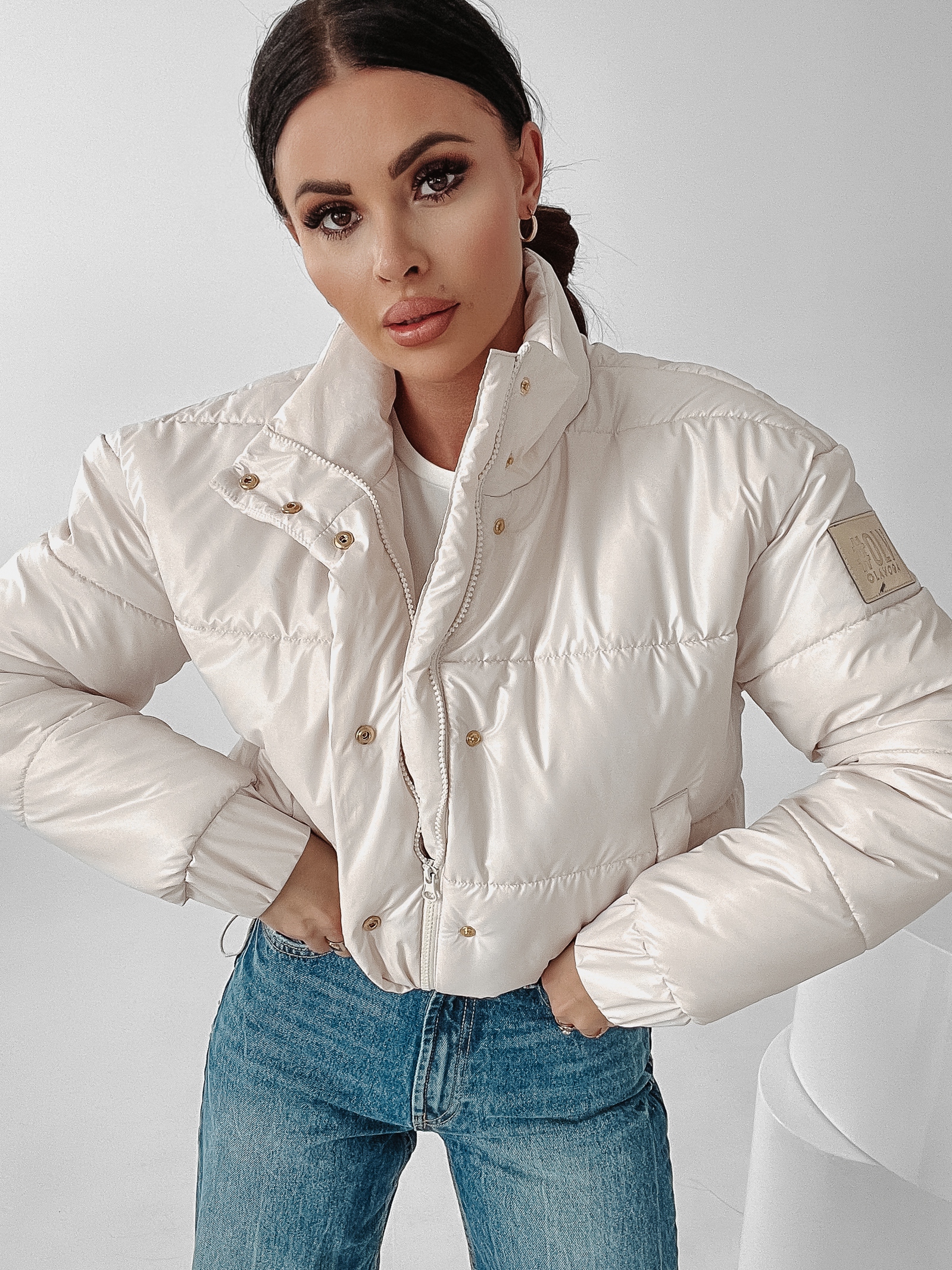 Kurtka pikowana Agnes Ola Voga jasny beż Kurtka pikowana Agnes Ola Voga jasny beż