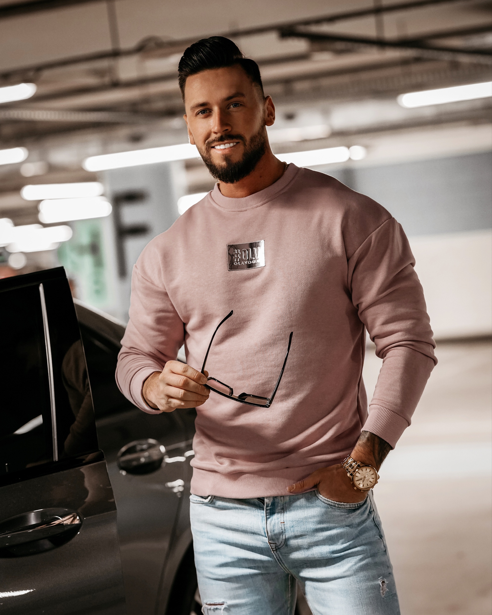 Bluza męska bawełniana Anton Ola Voga brudny róż