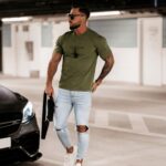 T-shirt logowany męski Noel Ola Voga khaki