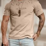 T-shirt logowany męski Noel Ola Voga beżowy