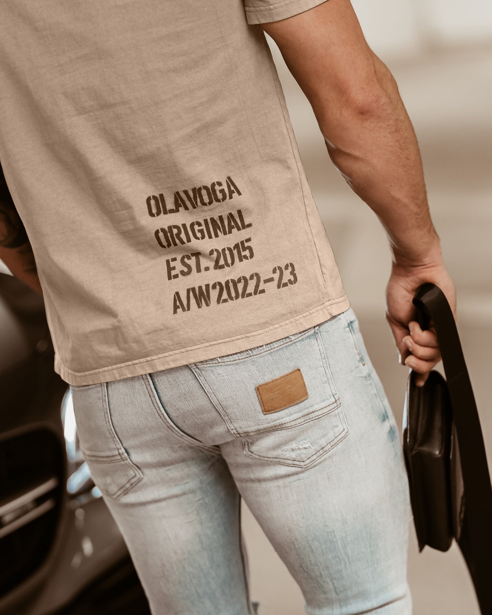 T-shirt logowany męski Noel Ola Voga beżowy T-shirt logowany męski Noel Ola Voga beżowy