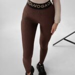 Legginsy prążkowane Nissi Ola Voga brązowe