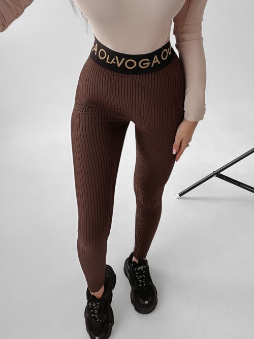 Legginsy prążkowane Nissi Ola Voga brązowe
