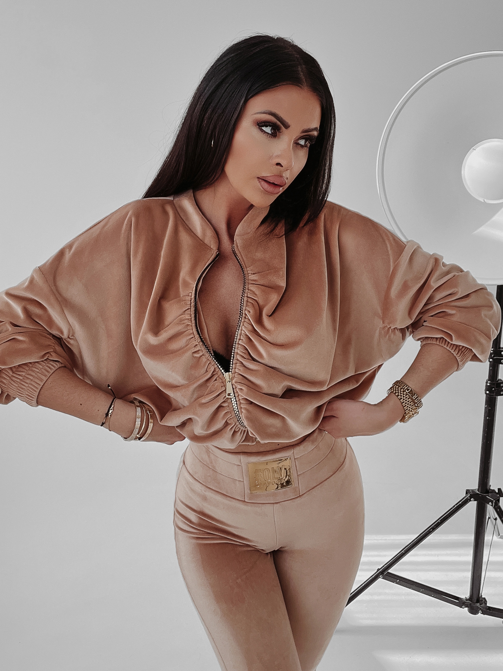 Komplet welurowy Peggy Ola Voga beżowy Komplet welurowy Peggy Ola Voga beżowy