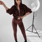 Komplet welurowy Peggy Ola Voga brązowy