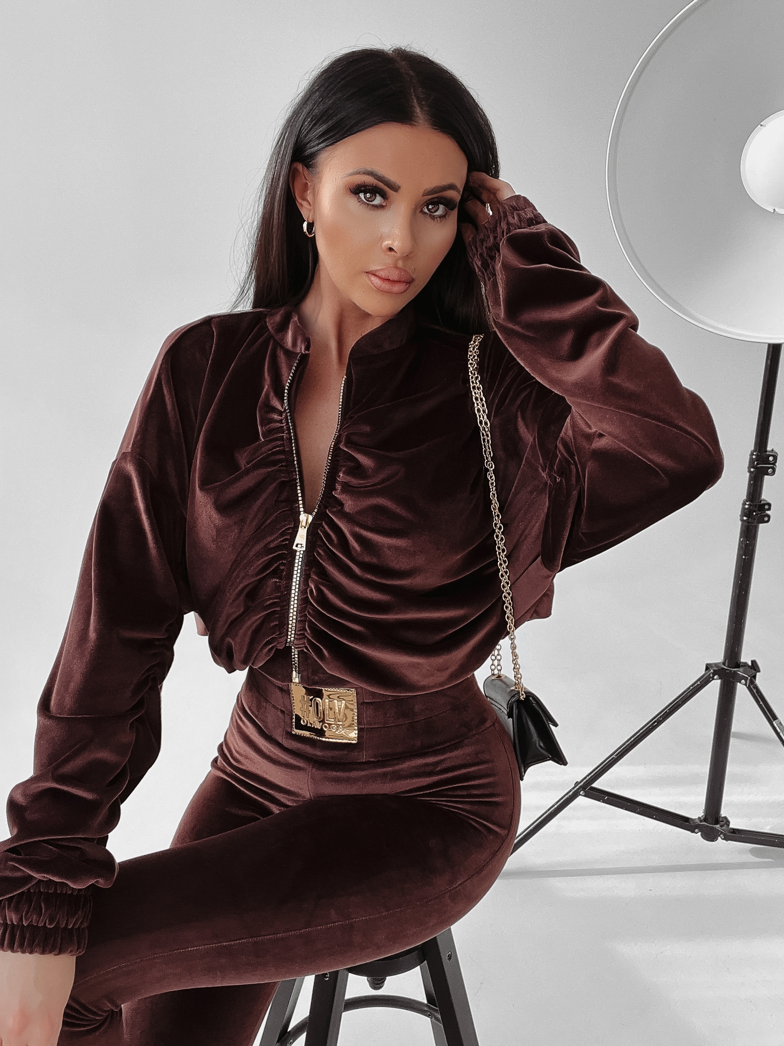 Komplet welurowy Peggy Ola Voga brązowy Komplet welurowy Peggy Ola Voga brązowy