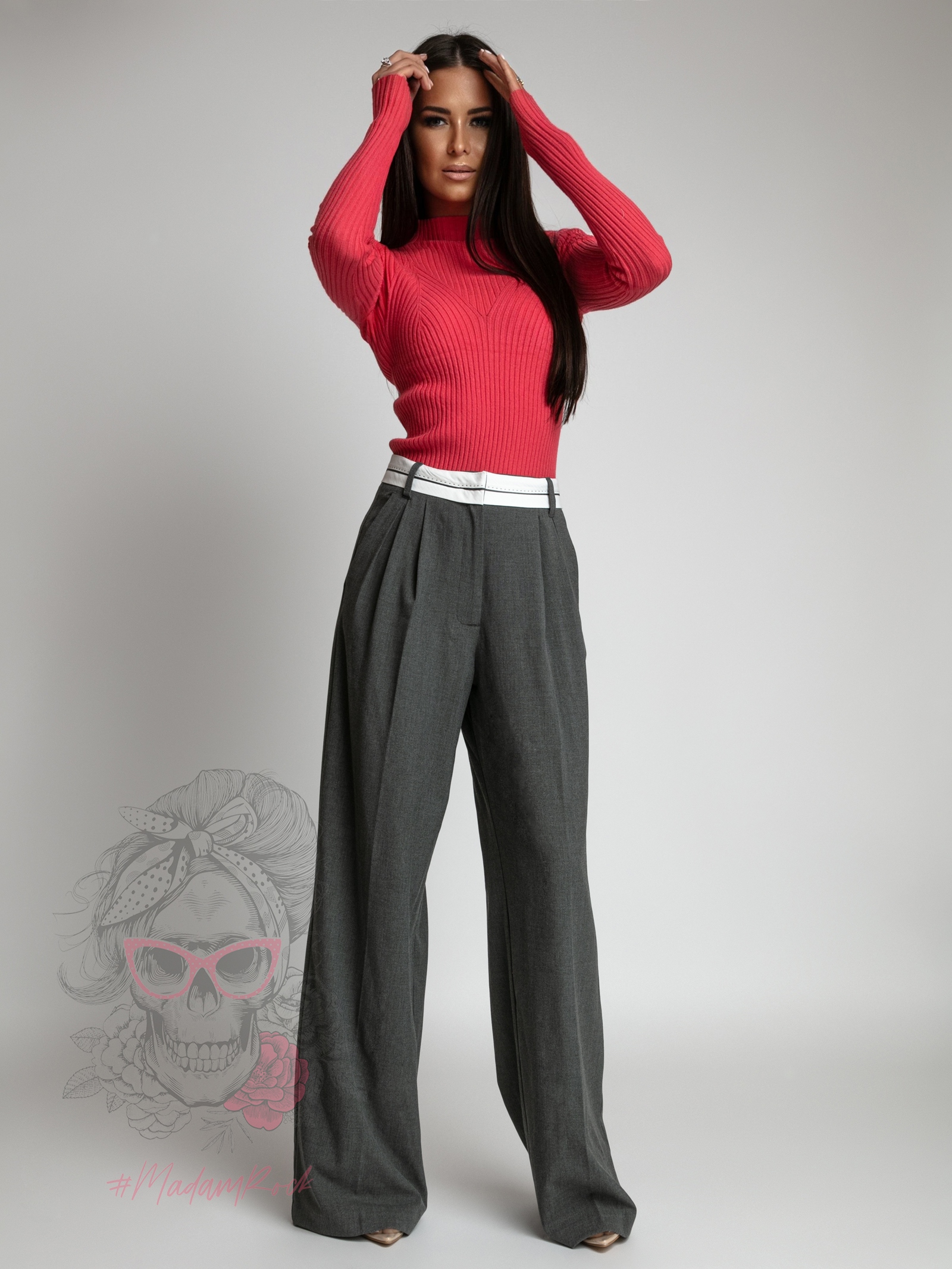 Sweterek dzianinowy Mageli malinowy