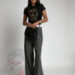 T-shirt ze złotą czaszką MyWorld czarny