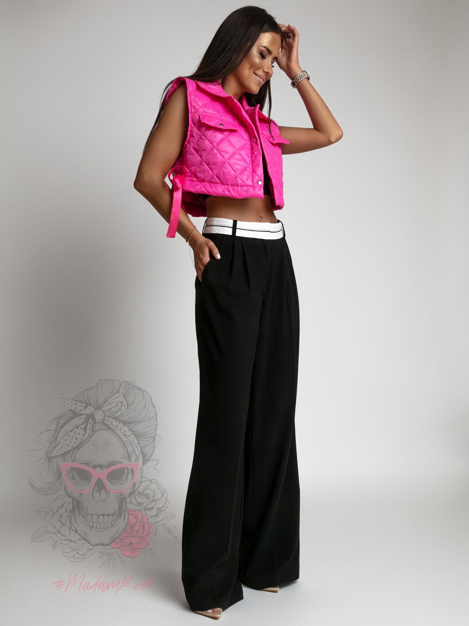 Kamizelka krótka pikowana This Touch różowa