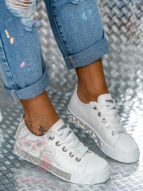 Trampki klasyczne Madam Silicco białe vs silver