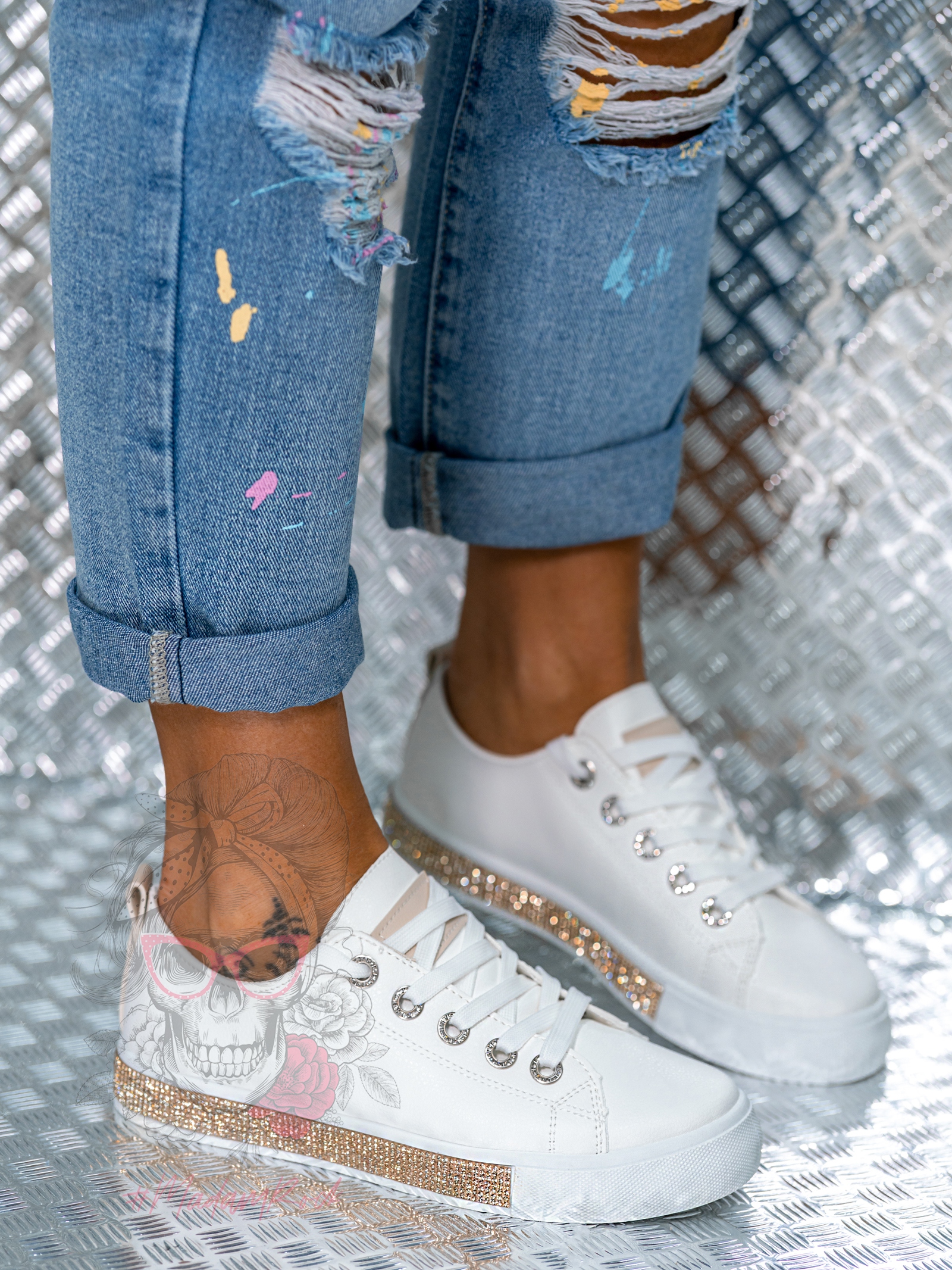 Trampki klasyczne Madam Silicco białe vs gold