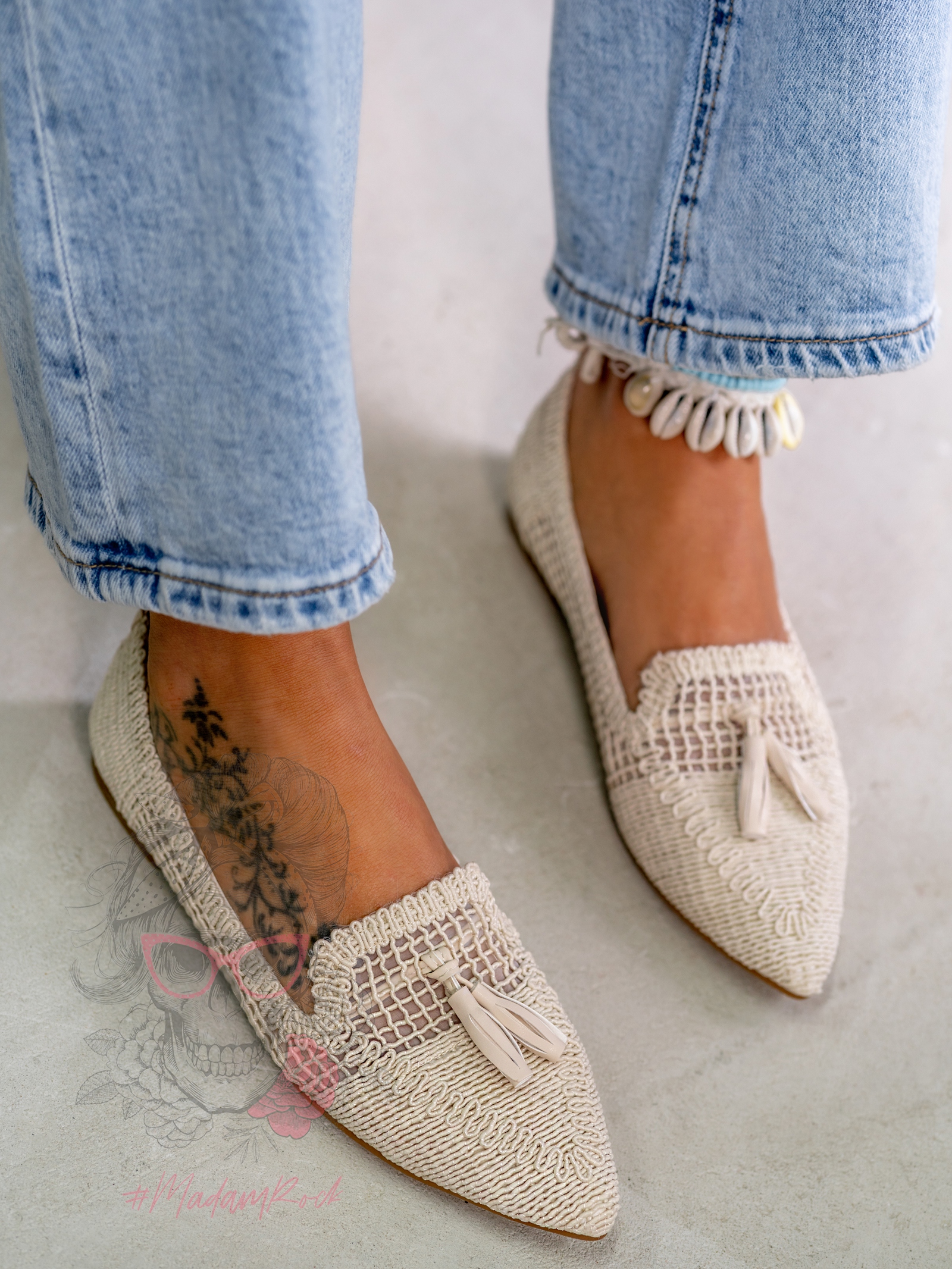 Balerinki ażurowe Madam Bosh beżowe