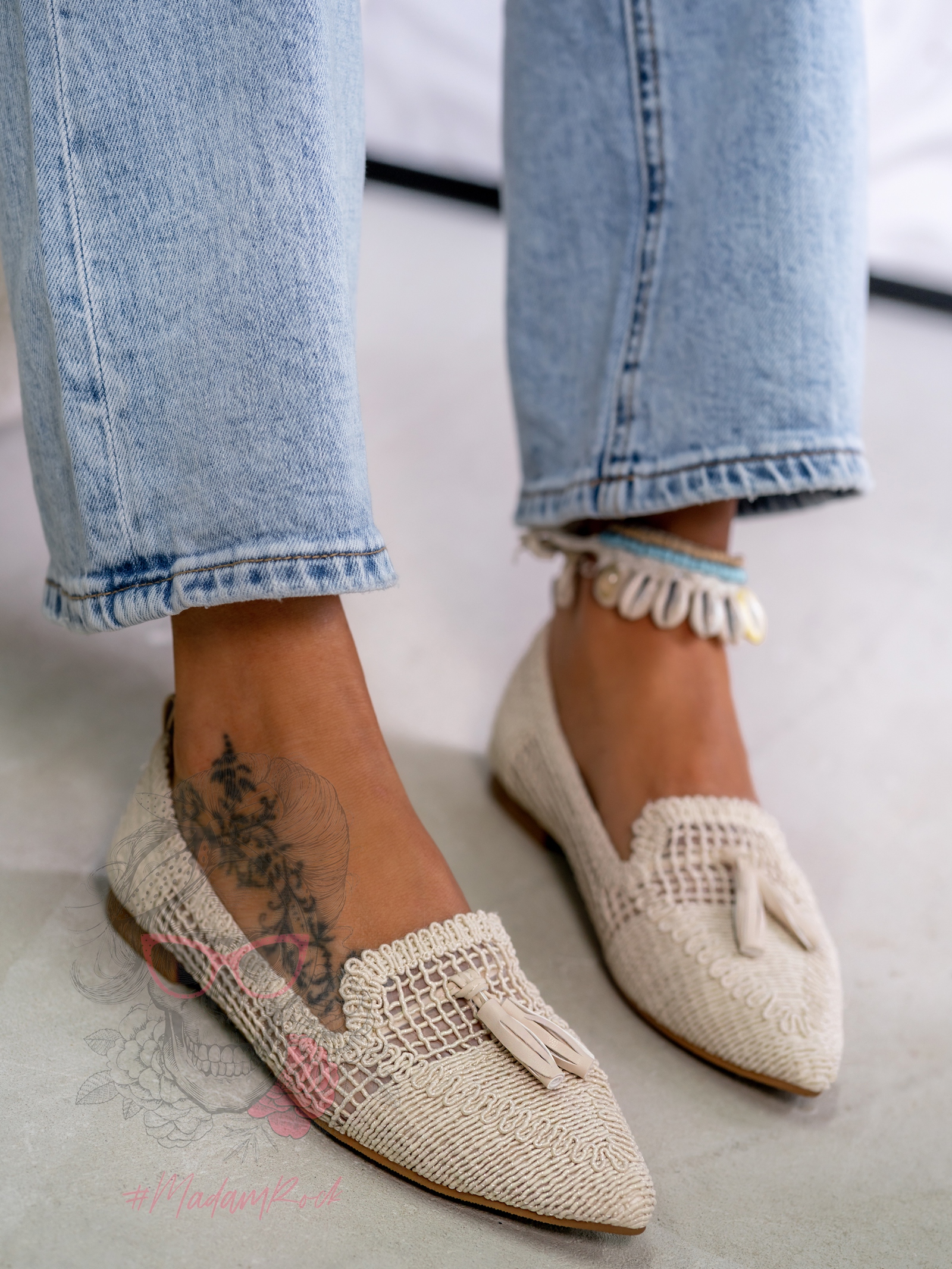 Balerinki ażurowe Madam Bosh beżowe