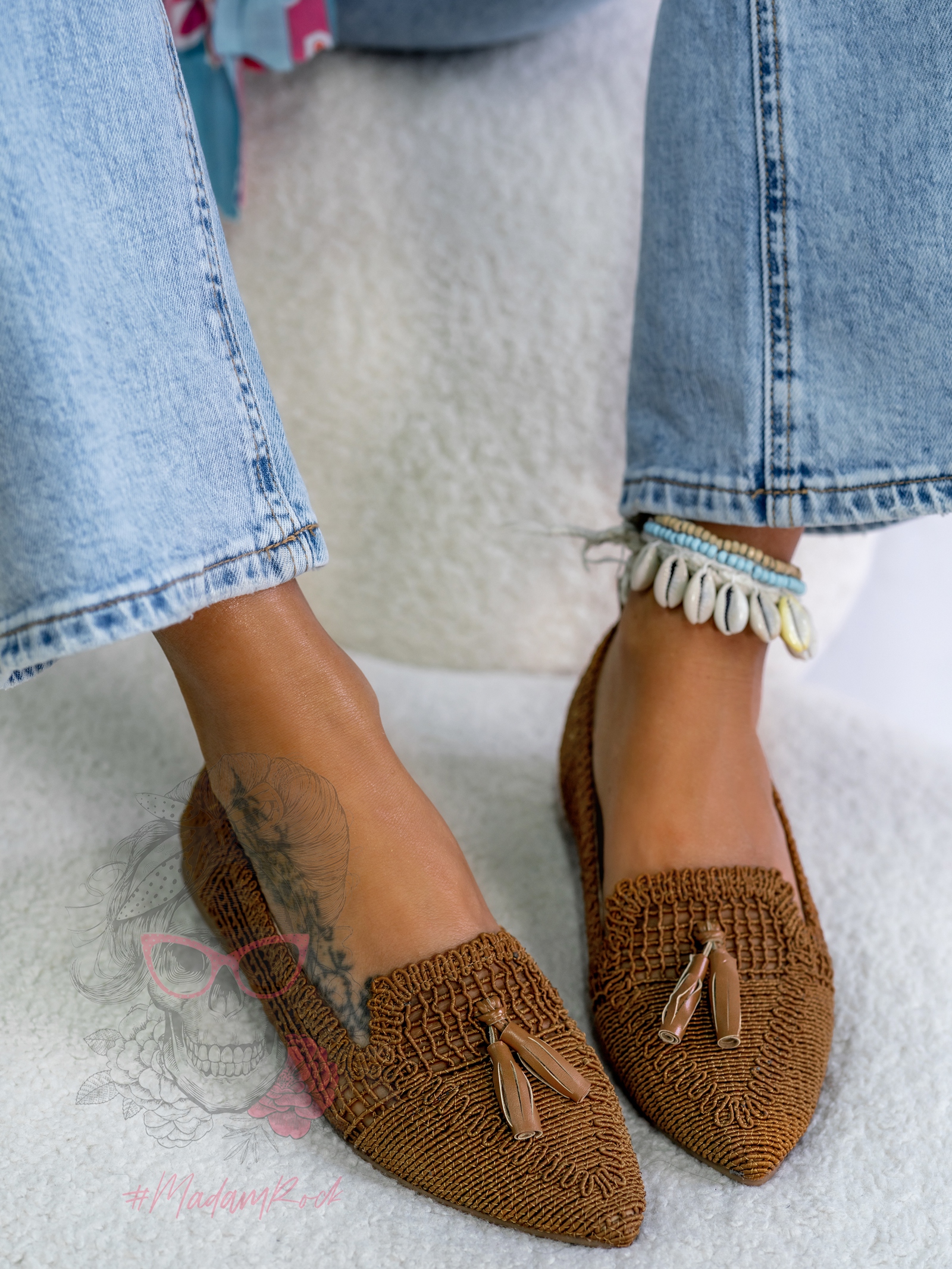 Balerinki ażurowe Madam Bosh karmelowe