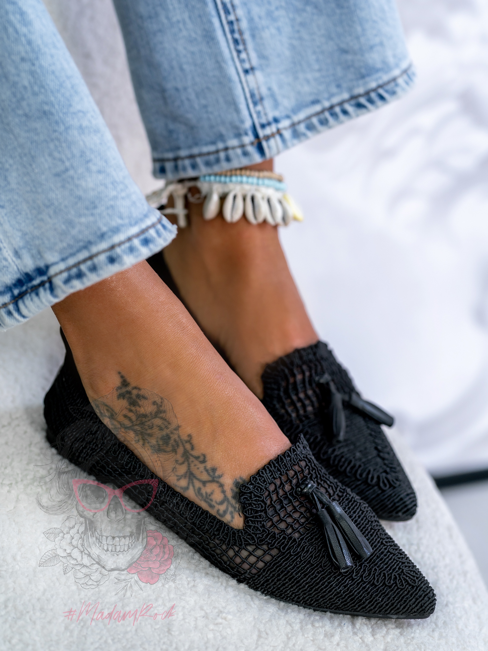 Balerinki ażurowe Madam Bosh czarne