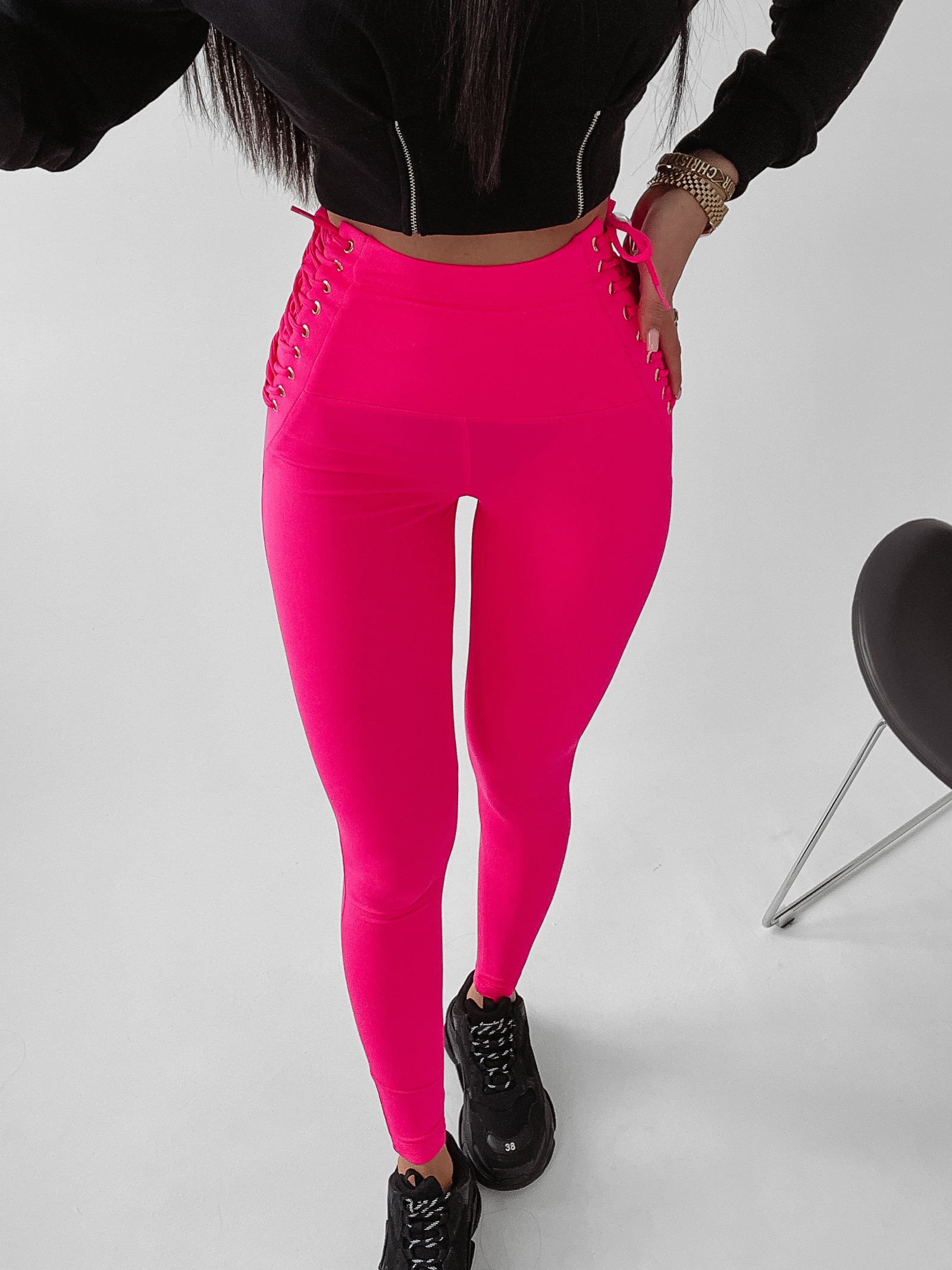 Legginsy ze sznurowaniem Rosalie Ola Voga różowe