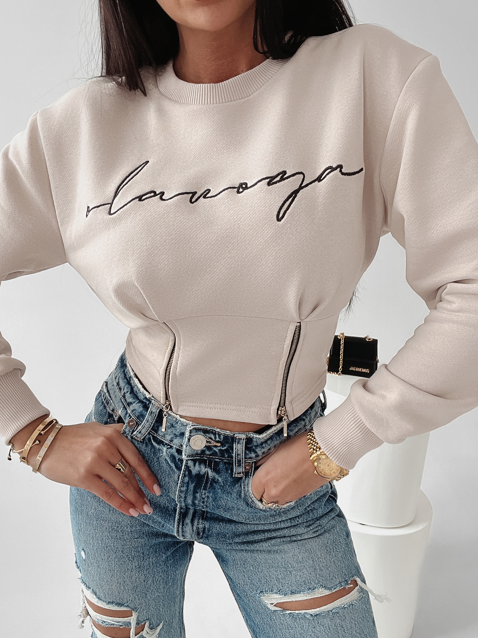 Bluza krótka Aggie Ola Voga beżowa