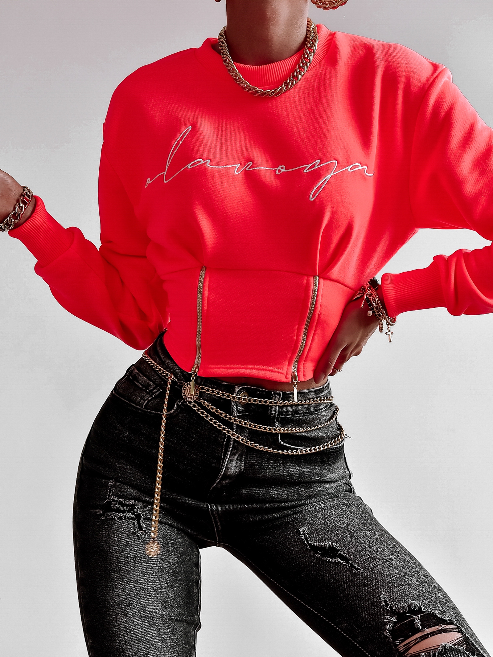 Bluza krótka Aggie Ola Voga neonowy róż Bluza krótka Aggie Ola Voga neonowy róż