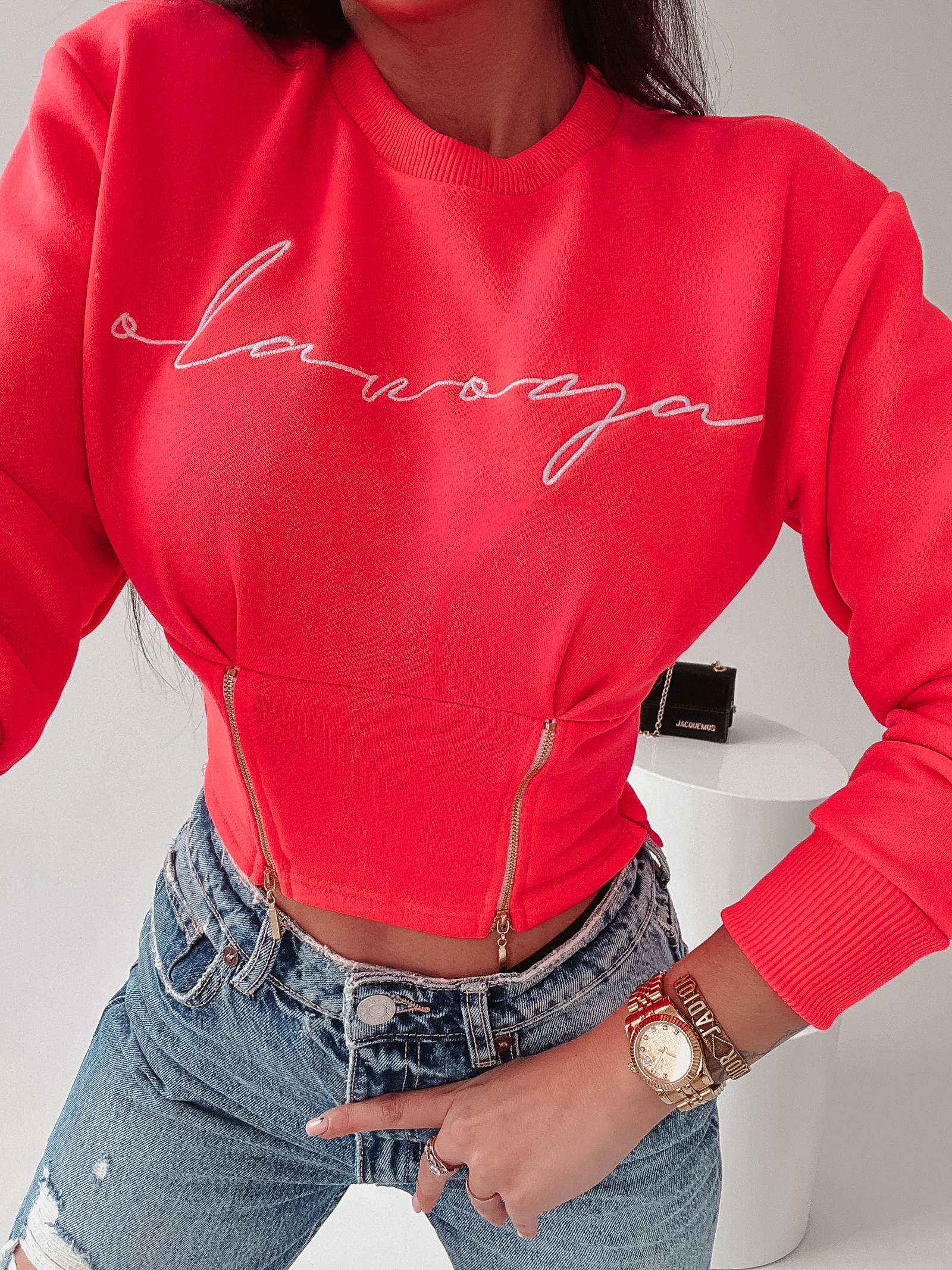 Bluza krótka Aggie Ola Voga neonowy róż Bluza krótka Aggie Ola Voga neonowy róż