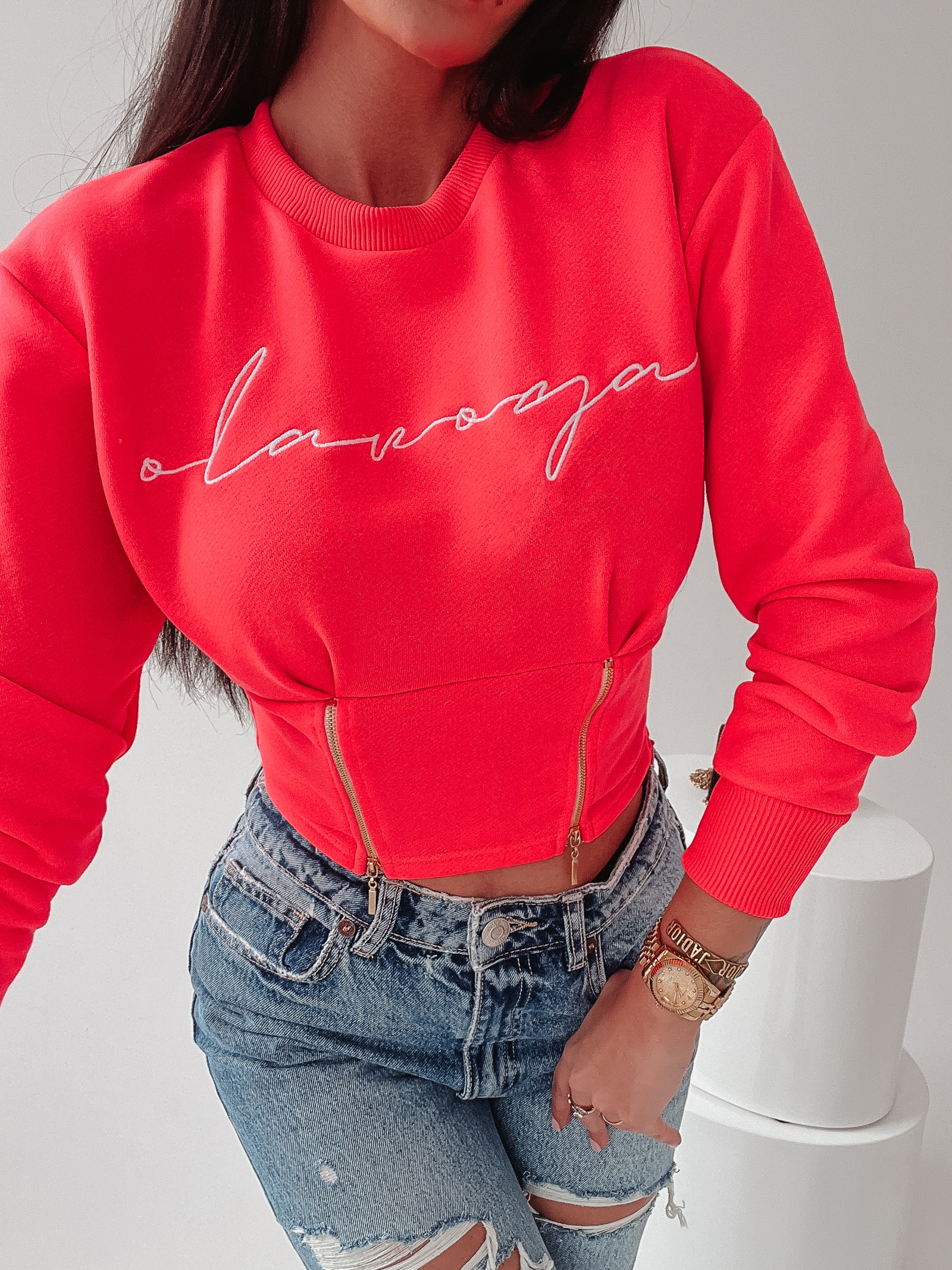 Bluza krótka Aggie Ola Voga neonowy róż Bluza krótka Aggie Ola Voga neonowy róż