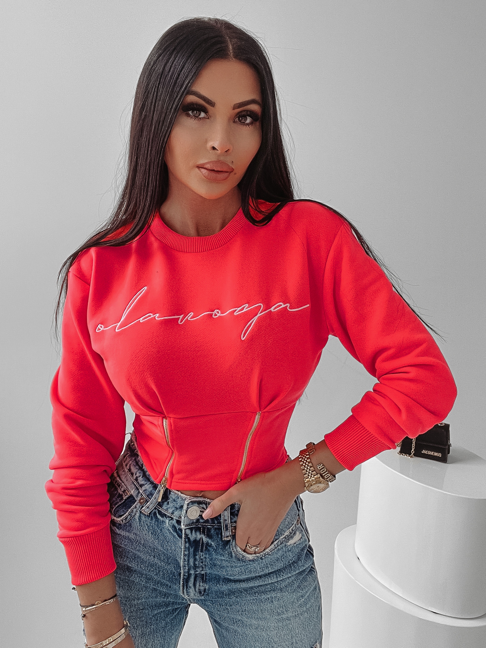 Bluza krótka Aggie Ola Voga neonowy róż Bluza krótka Aggie Ola Voga neonowy róż