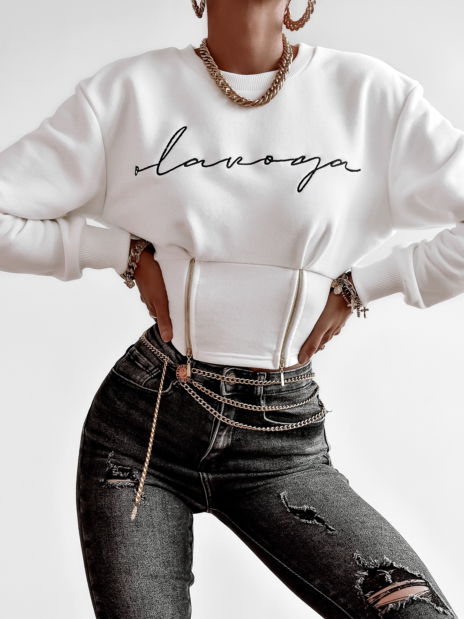 Bluza krótka Aggie Ola Voga ecru