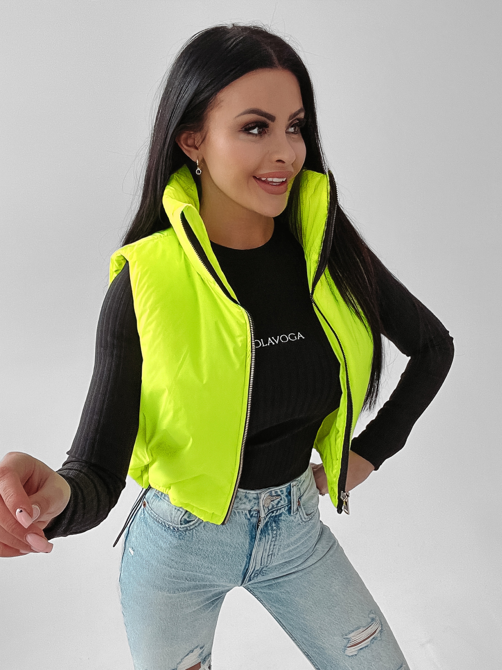 Bezrękawnik kamizelka sportowa Tracy Ola Voga limonkowy