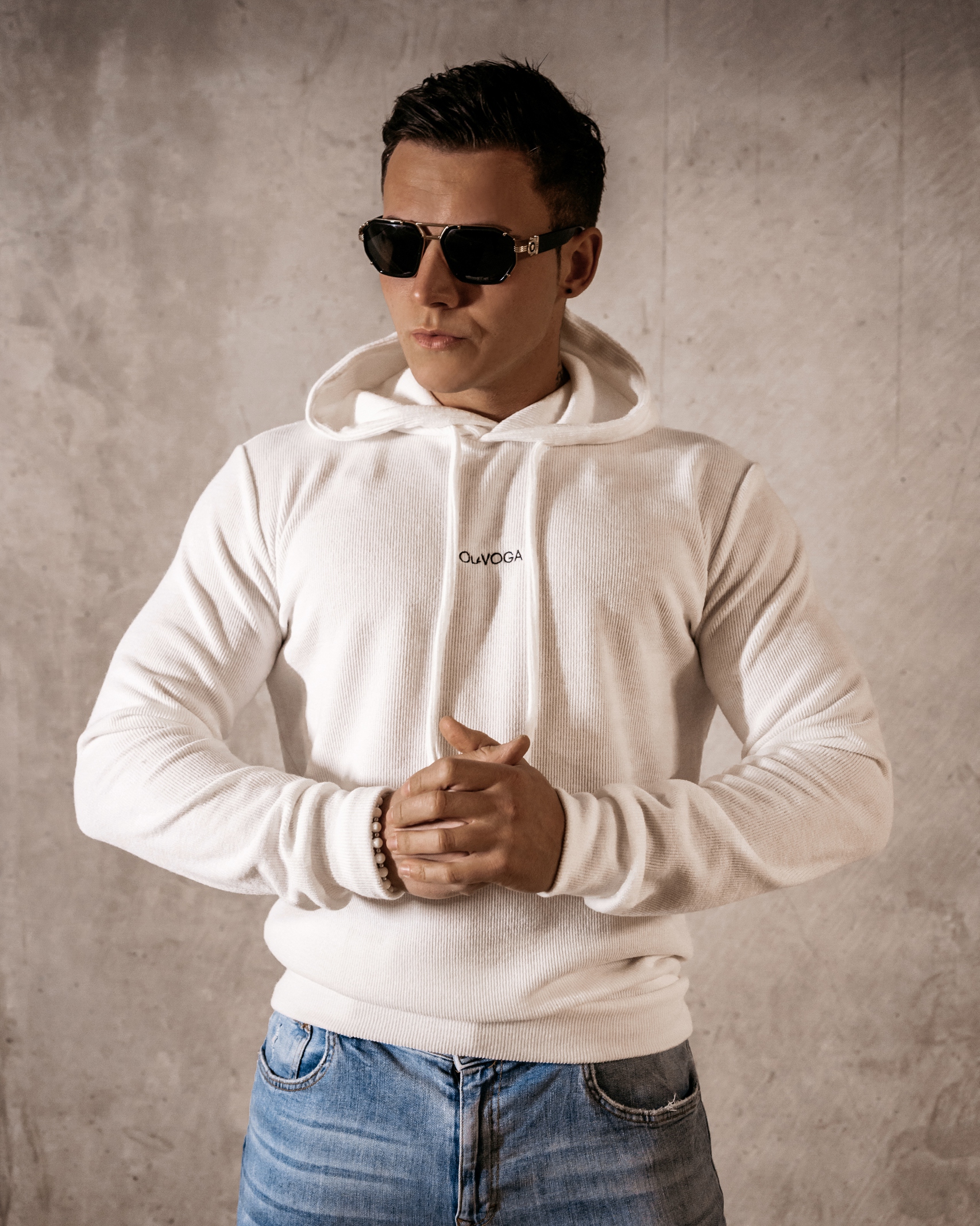 Bluza męska z kapturem Fabiano Ola Voga ecru Bluza męska z kapturem Fabiano Ola Voga ecru