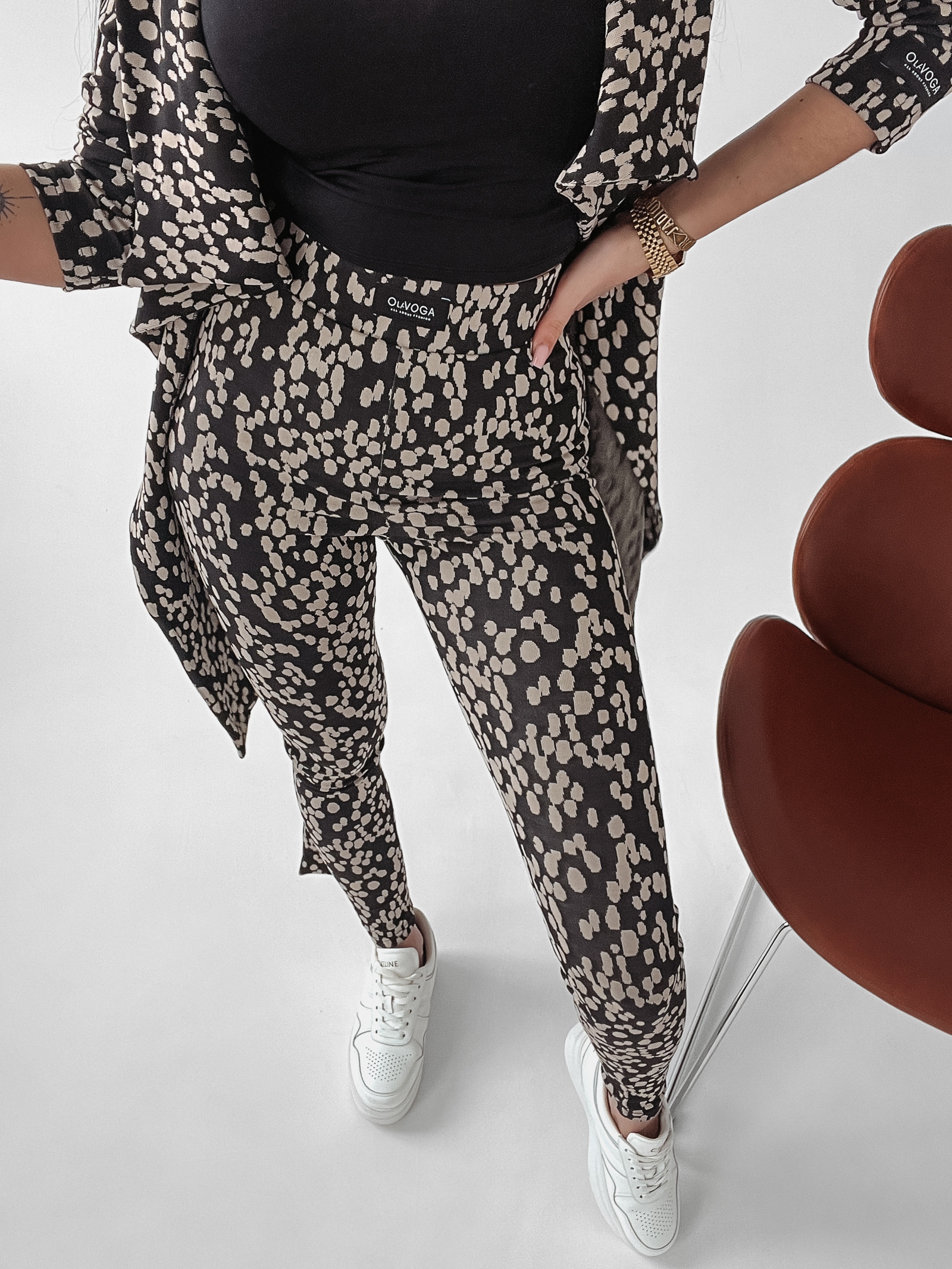 Legginsy casualowe Storm Ola Voga czarno-beżowe