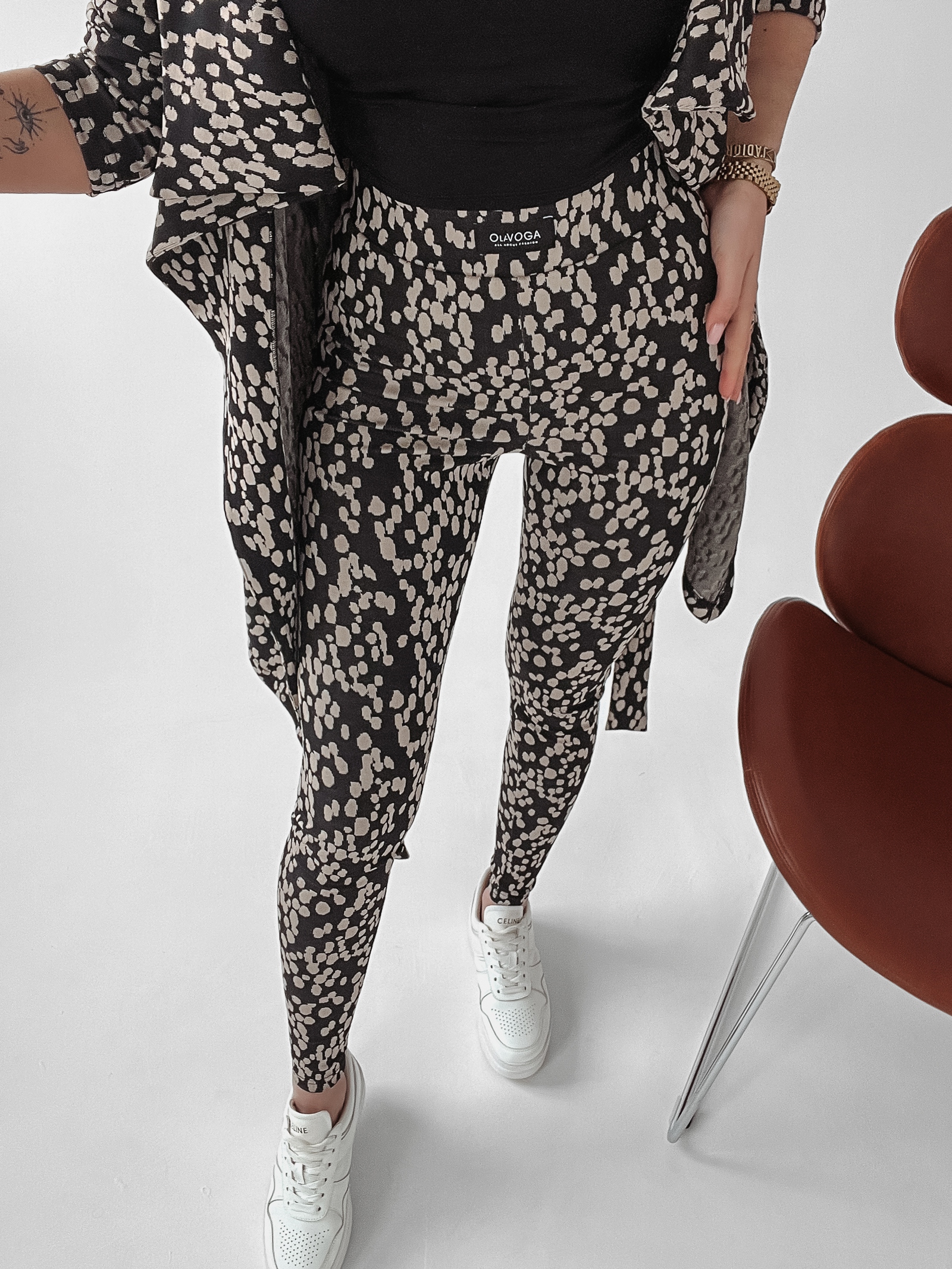 Legginsy casualowe Storm Ola Voga czarno-beżowe