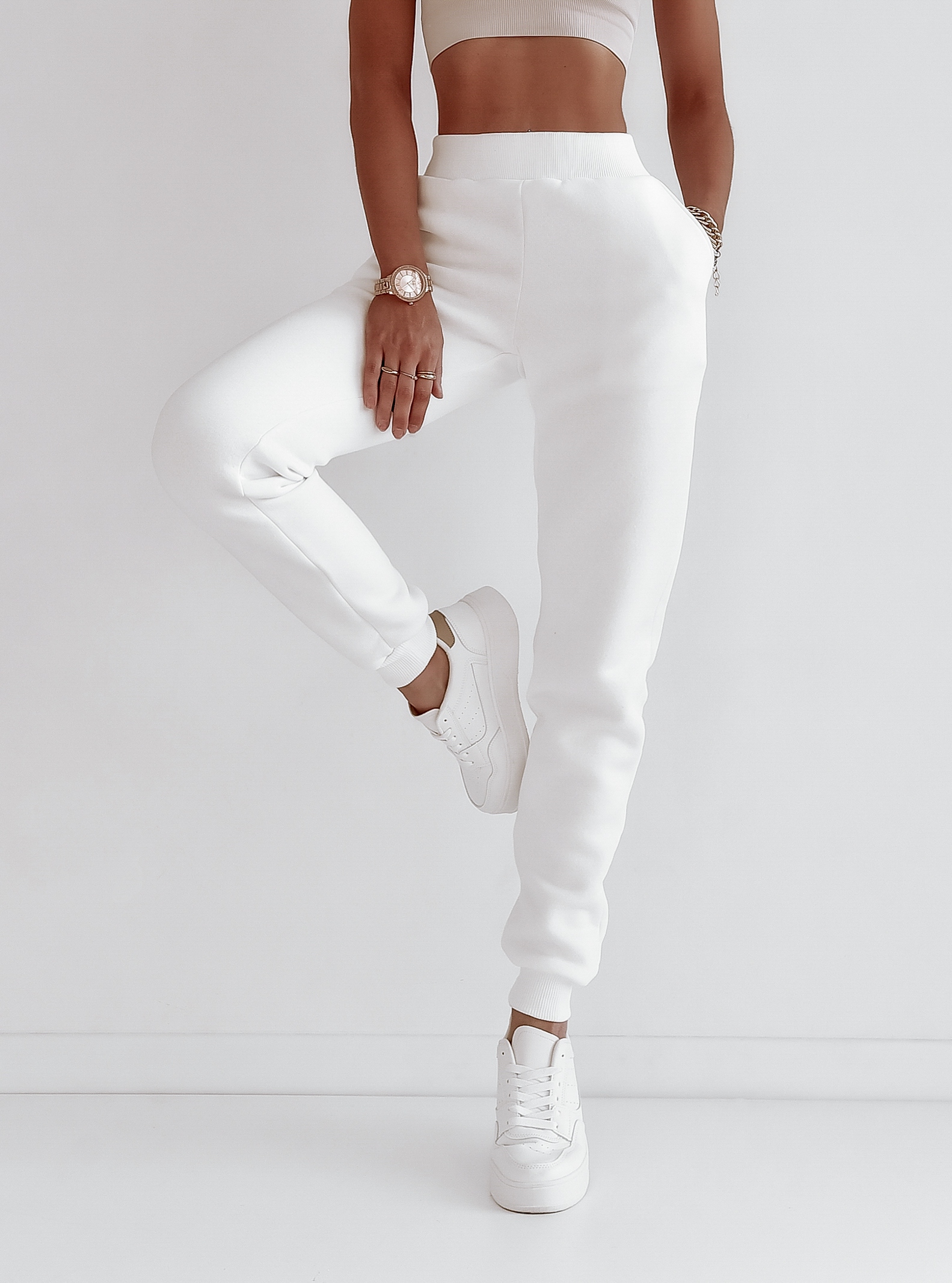 Spodnie dresowe Borneo Ola Voga ecru