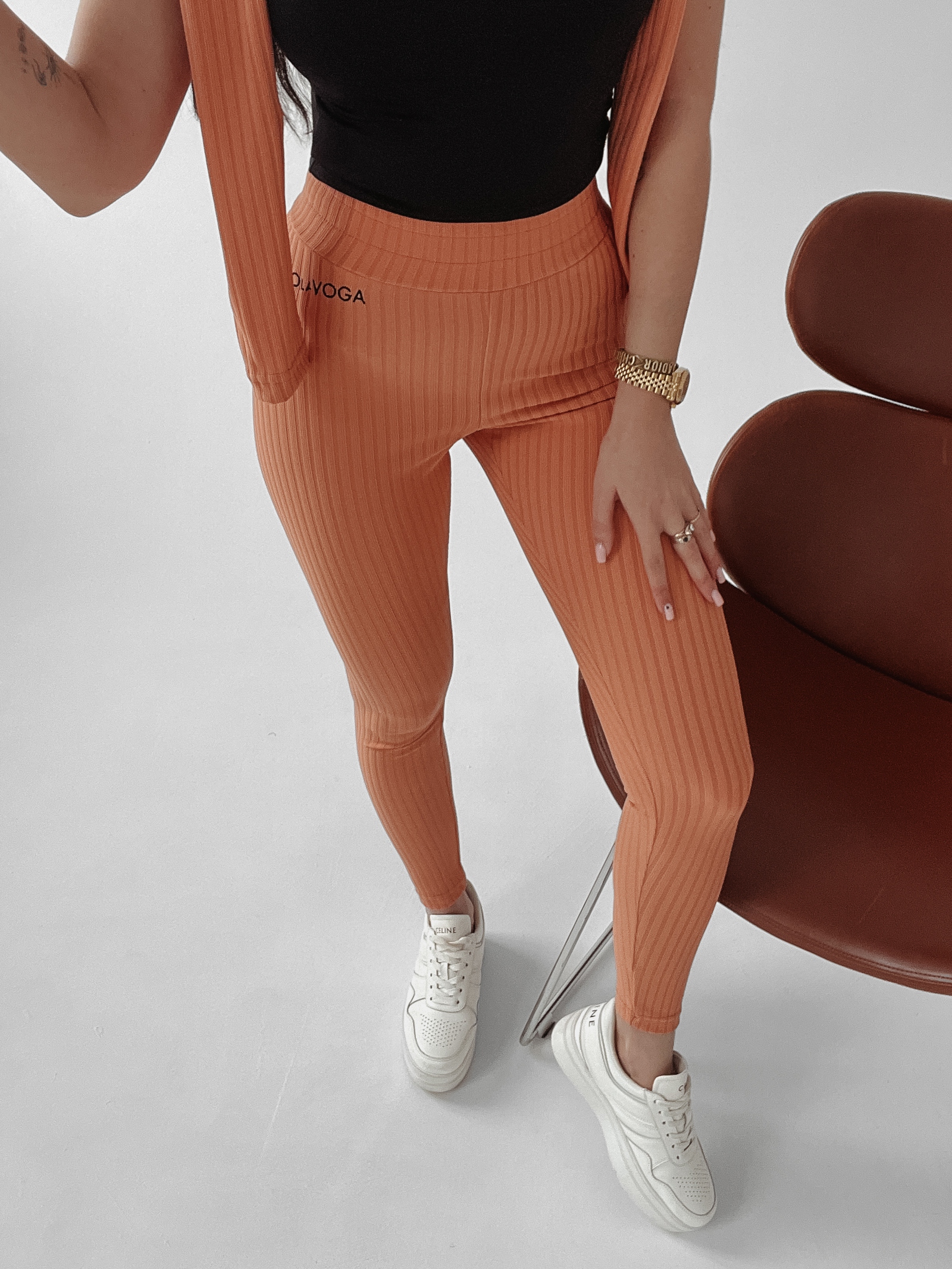 Legginsy prążkowane Lucia Ola Voga miedziane