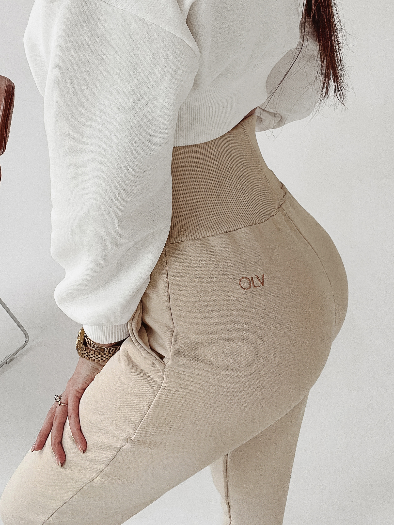 Spodnie bawełniane Marina Ola Voga beżowe II Spodnie bawełniane Marina Ola Voga beżowe II