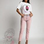 Spodnie jeansowe dekatyzowane Malibbu różowe