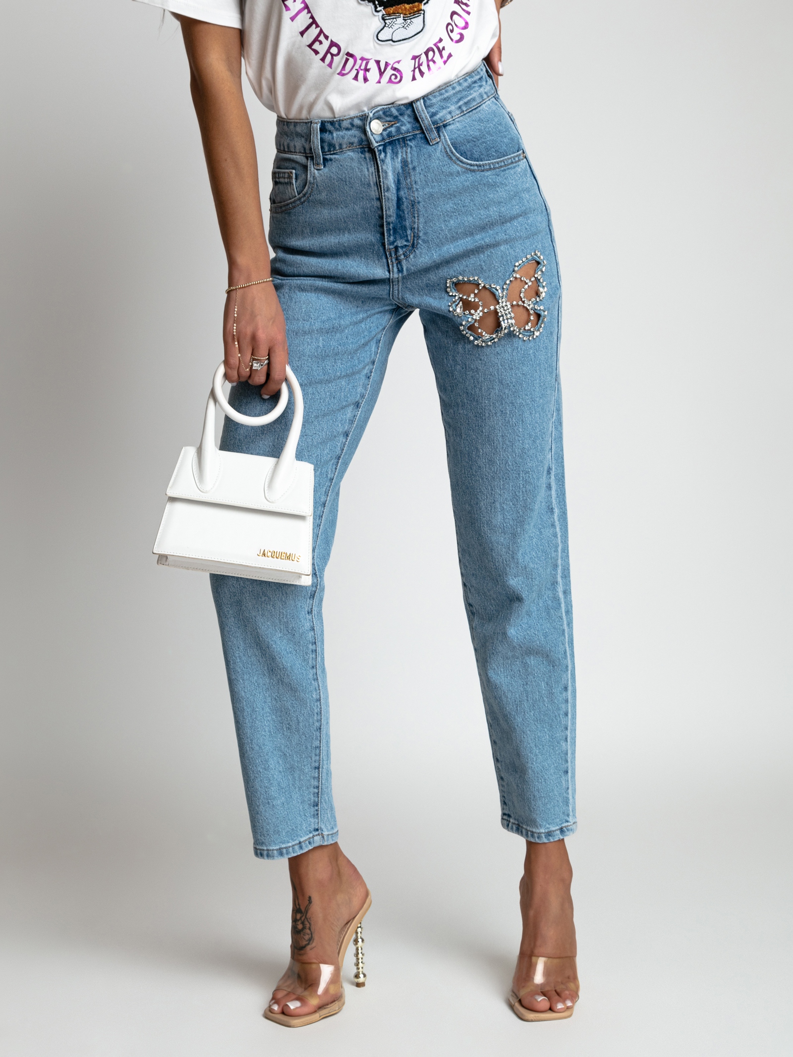 Spodnie jeansowe z motylem Your Fly niebieskie