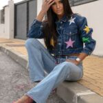 Katana jeansowa w gwiazdy Starsy granatowa