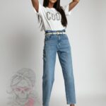 -wyprzedane-Spodnie boyfriend z napami Capco niebieskie