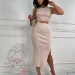 Komplet prążkowany Duett beżowy