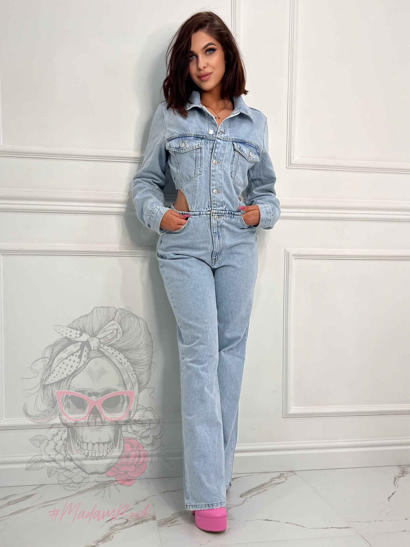 Kombinezon jeansowy Garet niebieski