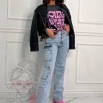 Spodnie jeansowe bojówki Gangy niebieskie