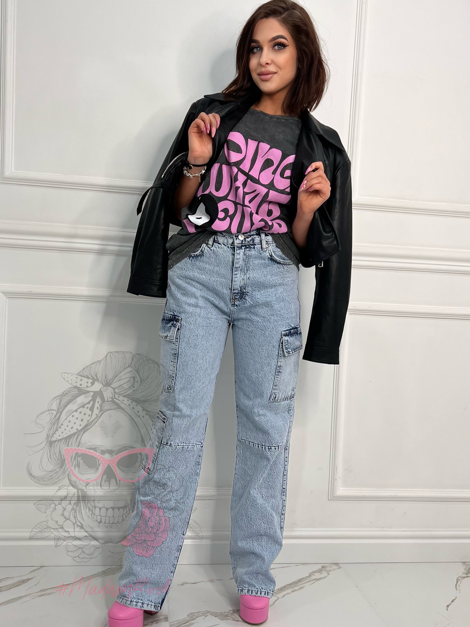 Spodnie jeansowe bojówki Gangy niebieskie