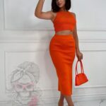 Komplet prążkowany Duett pomarańczowy