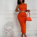 Komplet prążkowany Duett pomarańczowy